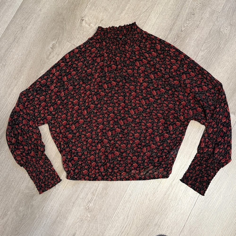 Dynamite Red and Black Floral Blouse